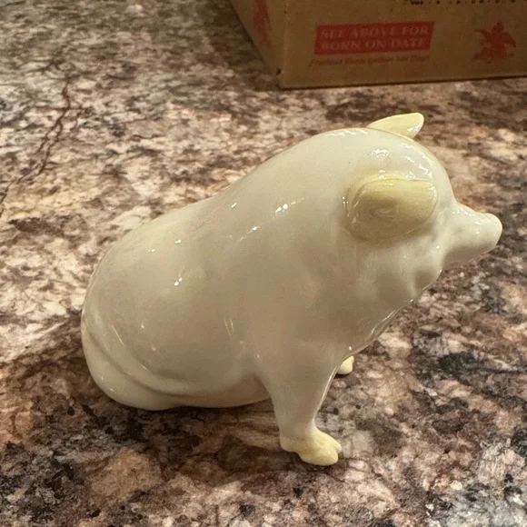Belleek Porcelain Pig Figurine - Picture 2 of 4